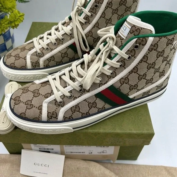 Men's Gucci 1977 tennis hightop sneakers size 11.5 made in Italy